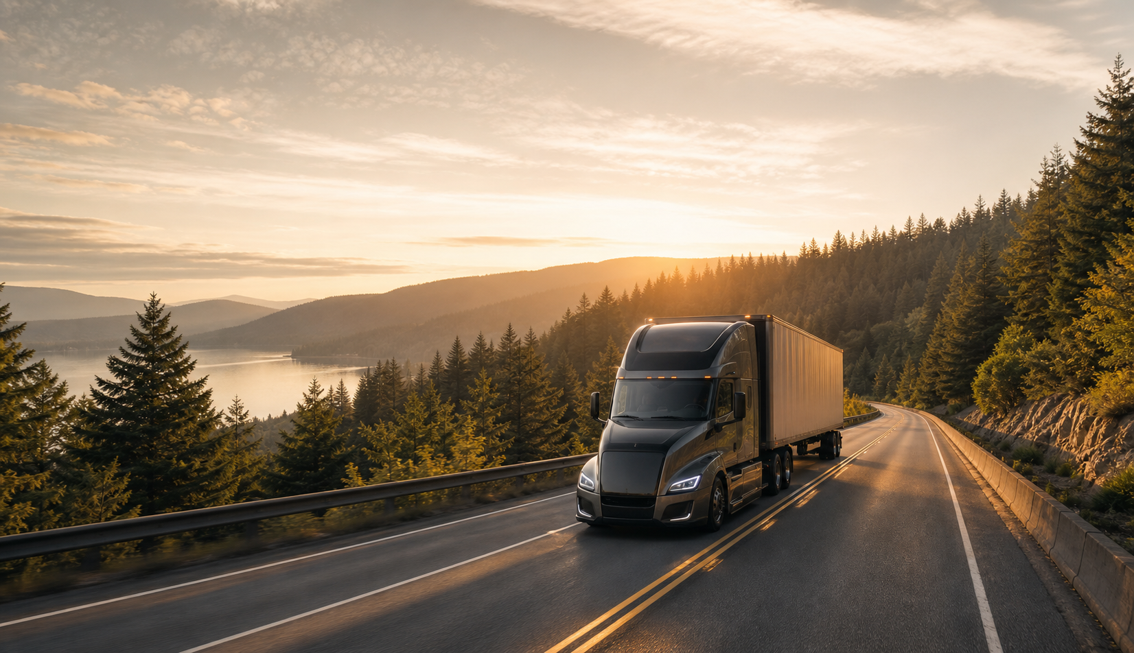Logistics and supply-chain delivery route through a northern landscape